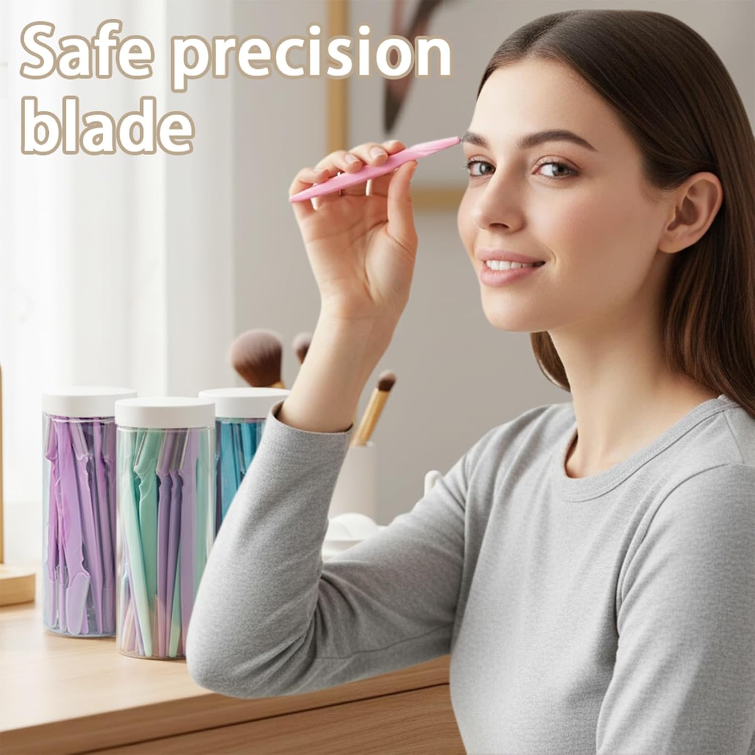 12 Pack Facial Razor for Women Men, Dermaplane Exfoliating Tool Eyebrow Trimmer Face Shaver Skin Care Kit Blush (Purple)