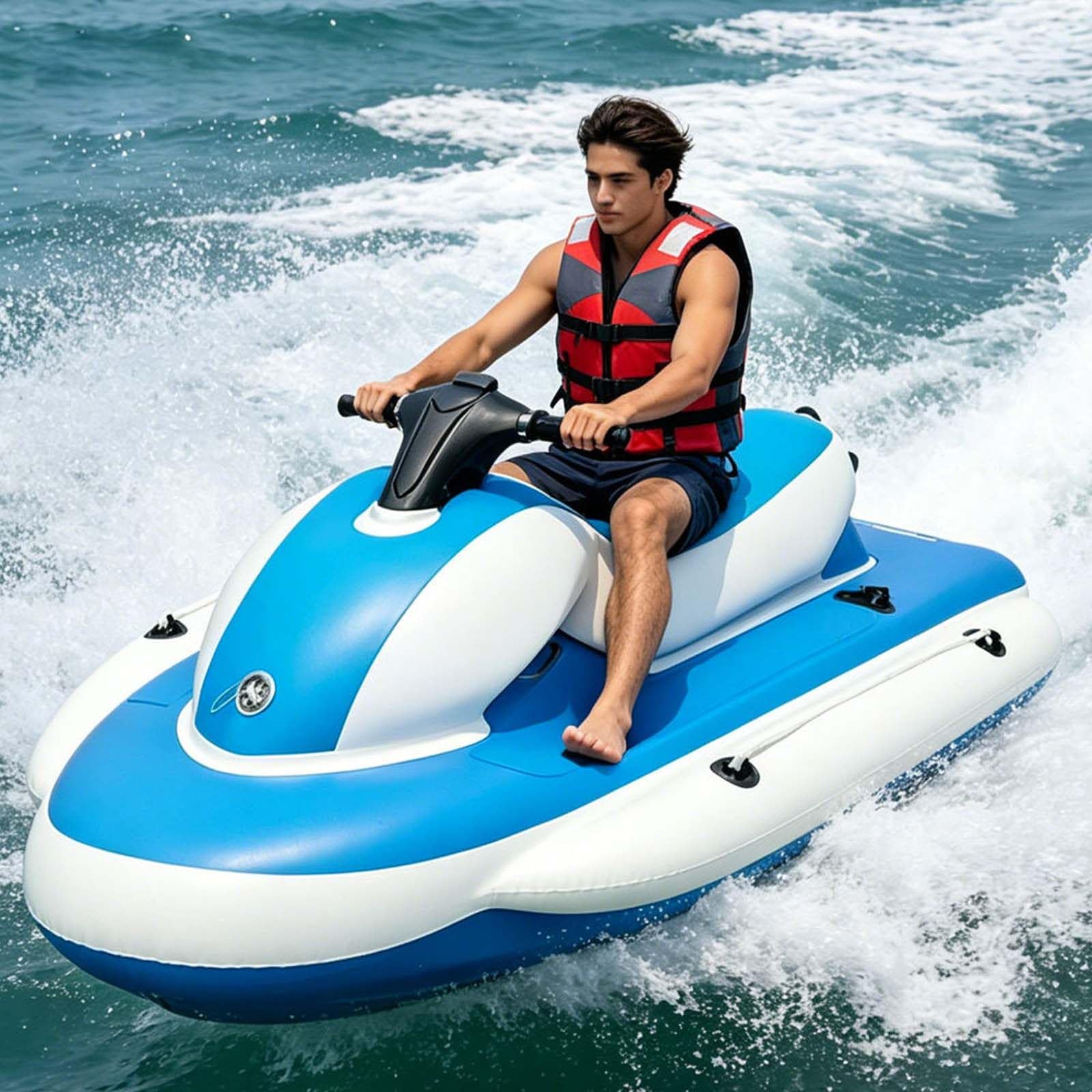 QFGain Foldable Electric Inflatable Kayak with Removable 500W Underwater Motor, Up to 40M Dive Depth and 130-Min Runtime for Adults and Water Sports Boat+500W10A