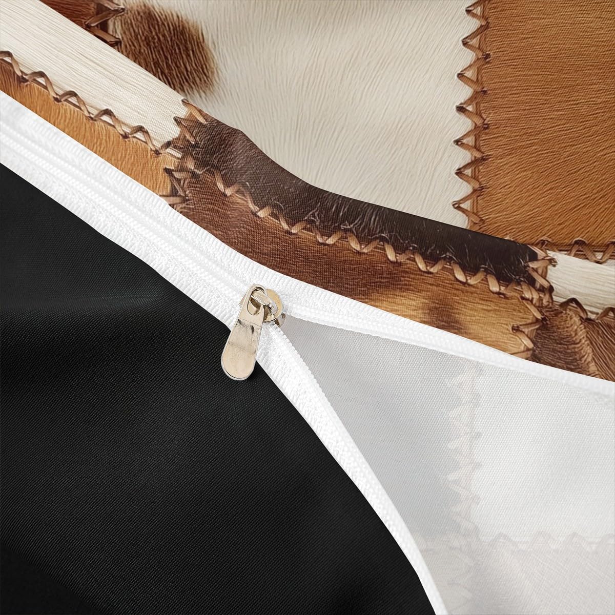 Cowhide Bedding Sets Patchwork Cow Print Comforter Cover (No Filling)Farm Animal Duvet Cover Set For Kids Boys Girls Western Cowboy Farmhouse Bedspreads Cover 2 Pillow Cases Bedroom Decor King Size