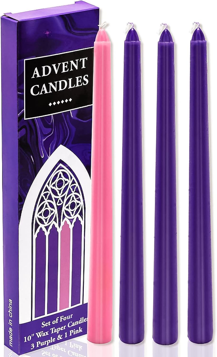McNory 4 Pack Christmas Advent Taper Candle,Advent Candles Set,10 Inch
