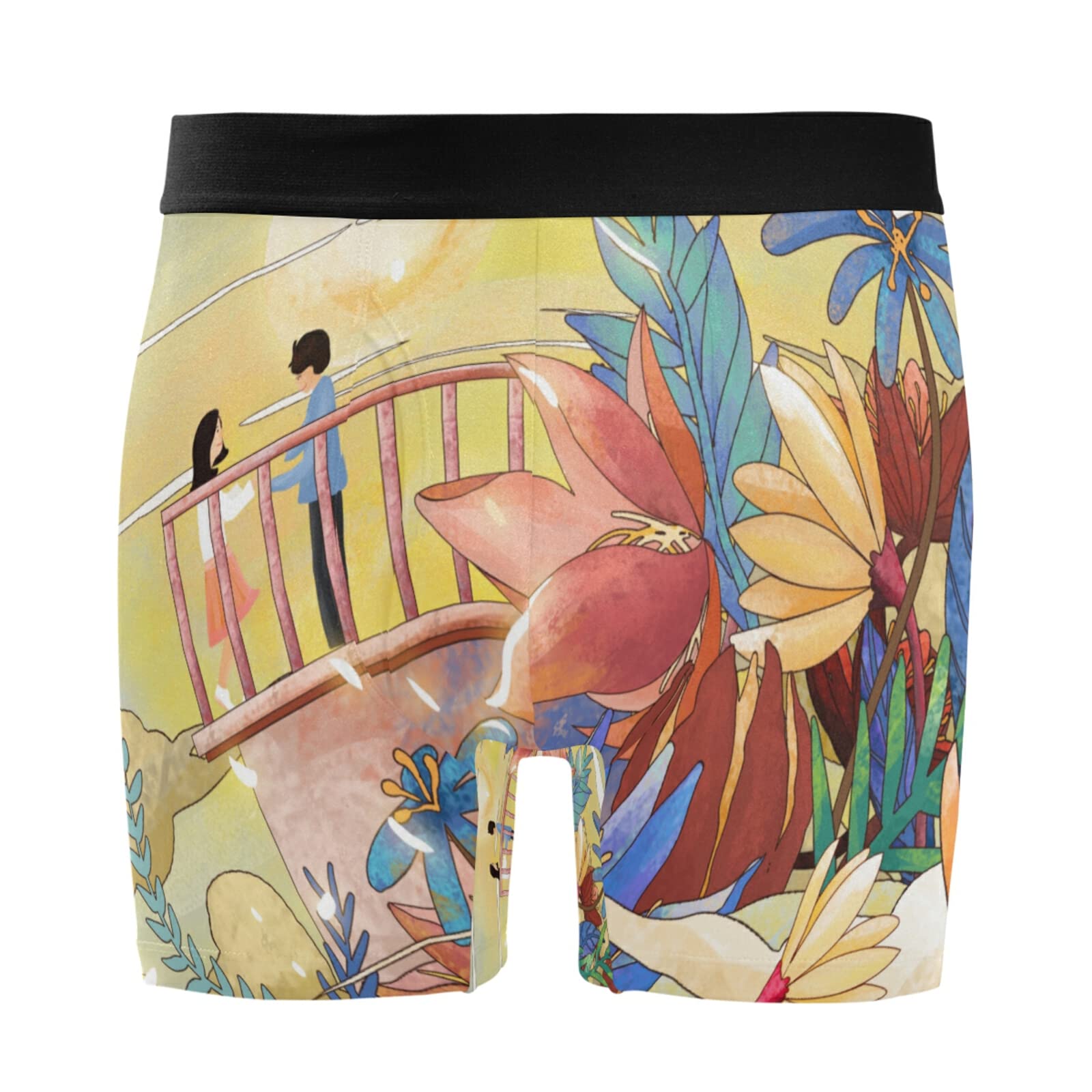 Calzoncillos para hombre tipo bóxer elástico y ultrasuave Vnurnrn con estampado de luna y margarita 7