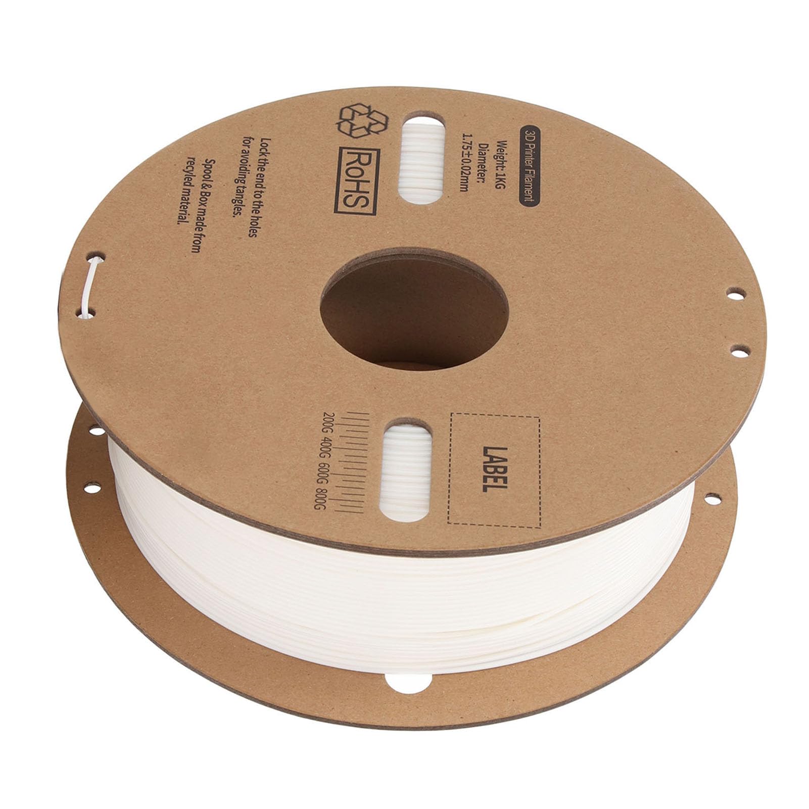 FTVOGUE Biały Filament PLA 1,75 Mm Filament do Szybkiego Druku, Szpula 1 Kg