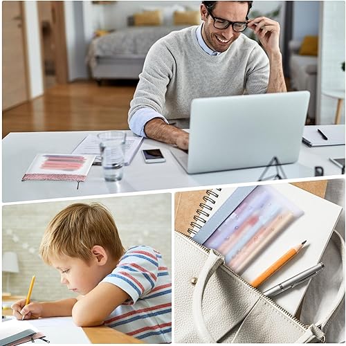 Miniatura 4 de Ouligay Estuche transparente para lápices, 2 unidades, con cremallera, estuche transparente para lápices, organizador multifuncional para