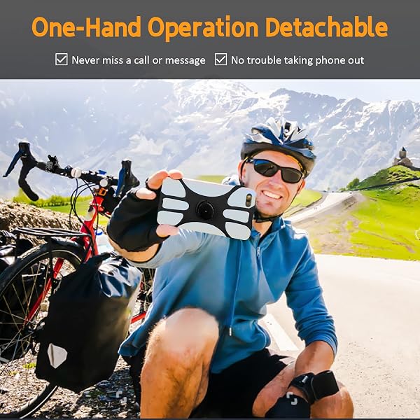 Rouclo Porta Cellulare Bici, Universale Supporto Smartphone per Bici 360° Rotabile, Staccabile Telefono Porta per MTB Moto Bicicletta Compatibile con iPhone 15/14/13/12, Smartphone 4.5"-7.0" (Nero-4) - 2