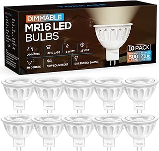 Torkase MR16 LED Bulb Dimmable,GU5.3 Bi-Pin Base MR16 LED Bulbs,5W(50W Equivalent),Outdoor Landscape 12V Low Voltage Light Bulbs,3000K Soft Warm White Recessed Tracking Spot Lights,UL Listed-10Pack