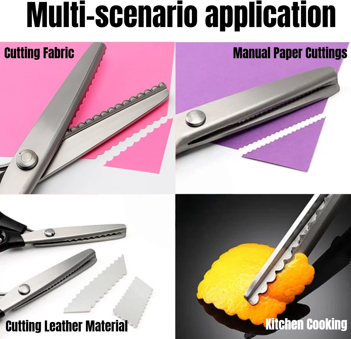 Scalloped Pinking Shears for Fabric, Professional Zig Zag Scissors, Handheld Dressmaking Cutting (Scalloped 10mm)