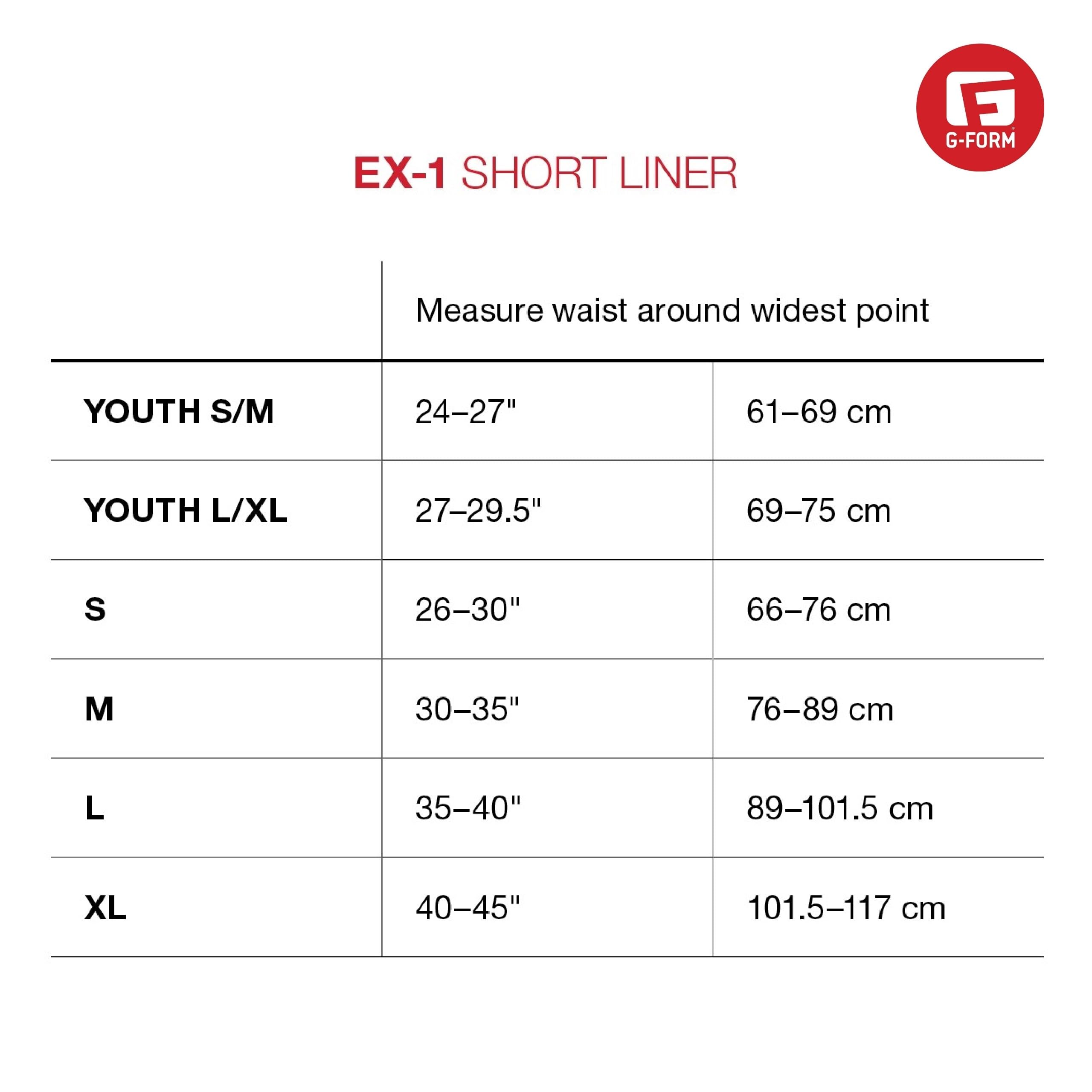 G-Form EX-1 Bike Short Liner - wyściełane spodenki rowerowe - spodnie rowerowe do BMX, snowboardu i wielu innych - sportowe spodenki kompresyjne, czarny, 120