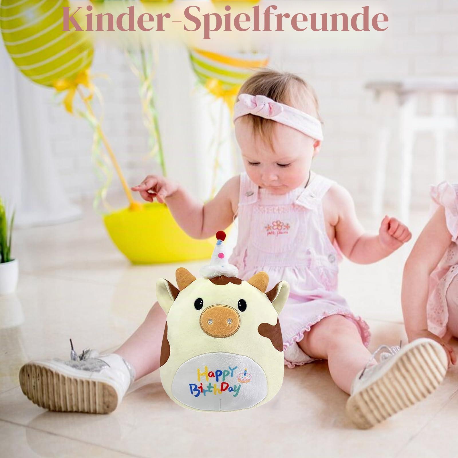 POPOYU Einhorn Kuscheltier Einhorn Plüschtier,25CM Happy Birthday Katze Geburtstag Kuscheltiere Mädchen,Plüschkissen für Kinder,Geburtstag Stofftiere Plüsch-Puppe Stofftier Geschenk