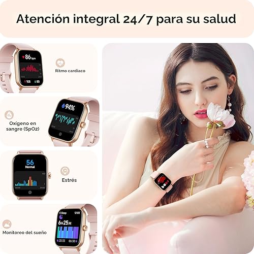 Miniatura 2 de Reloj inteligente para mujer, Android y iPhone, Alexa integrado, IP68, impermeable, rastreador de actividad y actividad con llamada Bluetooth