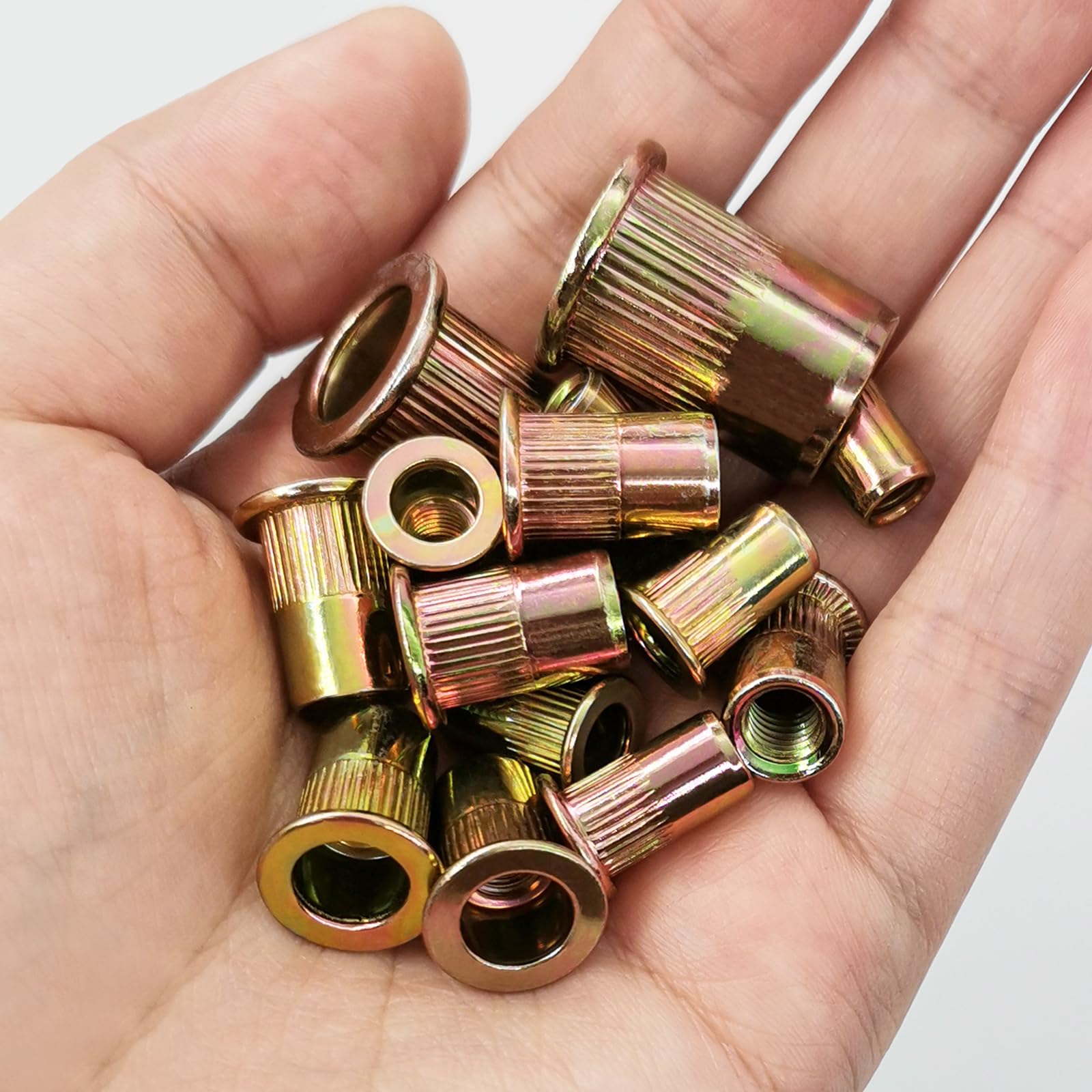 AKKTOL Kit assortito di 240 dadi rivettati, kit rivnut SAE e metrico, kit per dadi a testa piatta 6-32 8-32 10-32 10-24 1/4"-20 3/8"-16 5/16"-18 1/2"-13 M3 M4 M4 M4 5 M6. M8 M10 M12