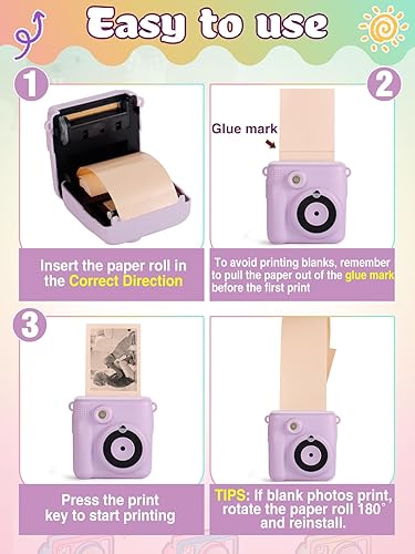 Miniatura 6 de 9 rollos de papel de repuesto para cámara instantánea para niños, papel térmico para impresora fotográfica, papel de repuesto de cámara instantánea