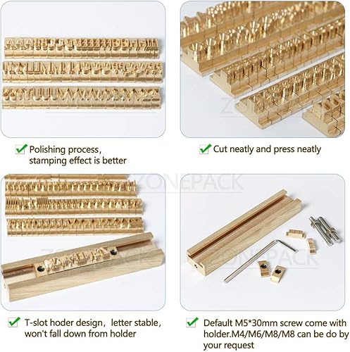 Miniatura 2 de ZONEPACK Estampación de letras flexibles de cobre y latón, números, alfabetos, símbolos, caracteres, moldes de grabado CNC para máquina de estampado