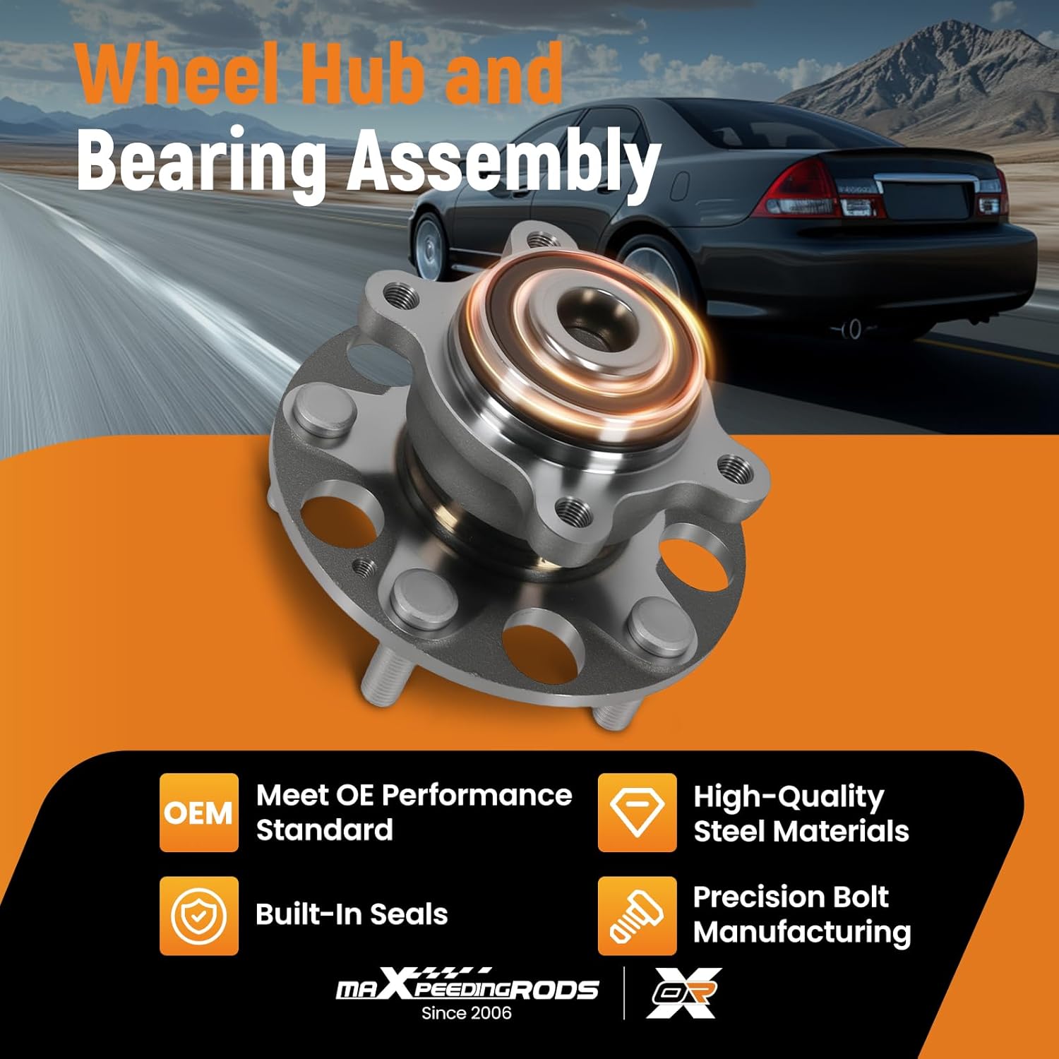 maXpeedingrods 2PCS Rear Wheel Bearing and Hub Assembly for Honda Civic EX-Si Models Only 2006-2011, for Acura CSX 2006-2011, 5 Lug w/ABS Replace 512256, WA512256