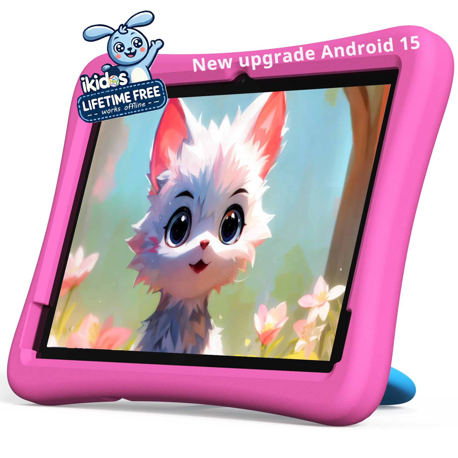 Plimpton 2025 Upgrade Kids Tablet Android 15 10-Inch, Google Kids Space with ikids, 8-core, 4+64GB, Parental Controls, Toddler Tablet with EVA Shockproof Case, Kids20 (Pink)