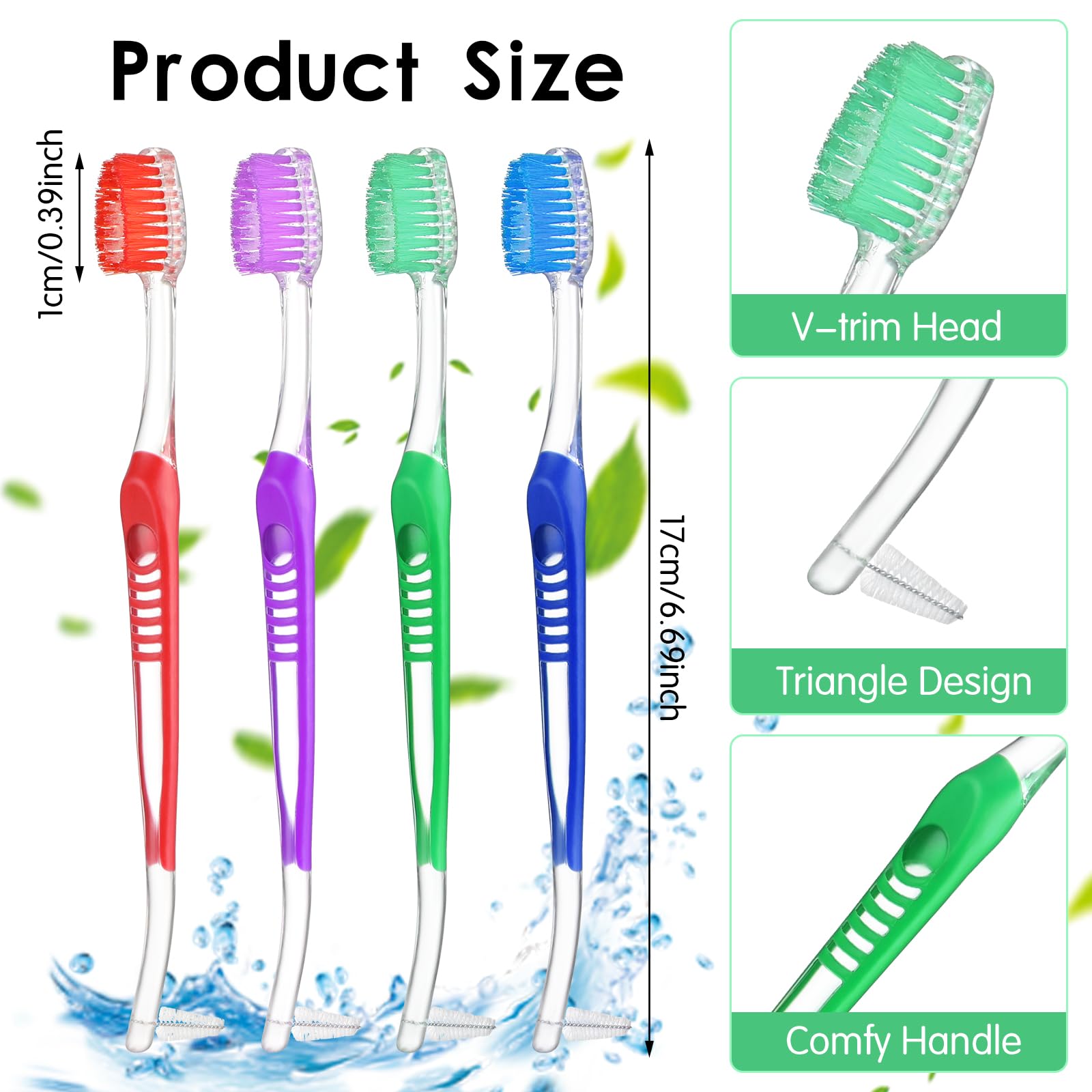 Tyqour Paquete de 4 cepillos para dientes con cabeza interproximal, cepillo de dientes de ortodoncia para aparatos ortopédicos, cerdas suaves de doble extremo para limpieza de dientes Ortho Brace
