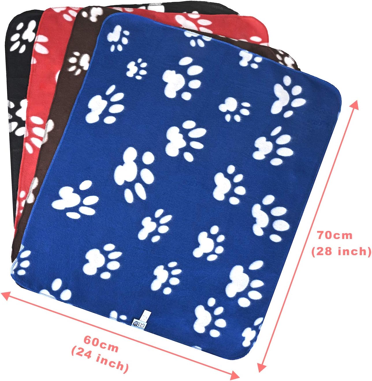 4Pack Dog Blanket, Juqiboom Cat Soft Warm Fleece Bed Cover, Mat Fluffy Blanket with Cute Paw Print for Puppy Kitten Home Using, Camping Mat, Car seat : Pet Supplies