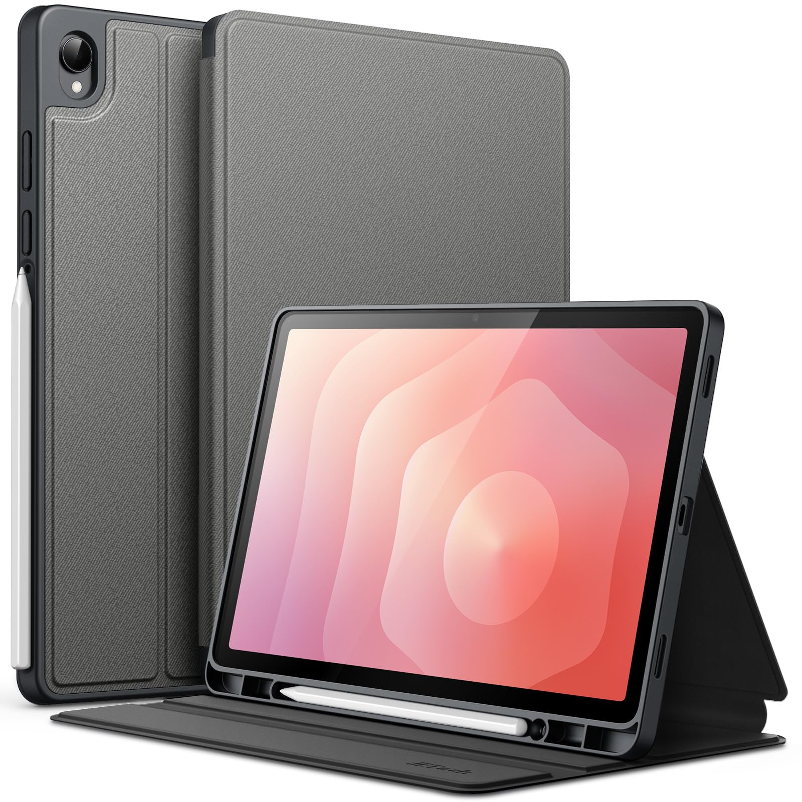 JETech Hülle für Samsung Galaxy Tab S11 mit S Pen Halter, Dünn Folio Ständer Tablet Schutzhülle, Multi-Winkel Ansehen, Automatischer Aufwachen/Schlaf (Gray)