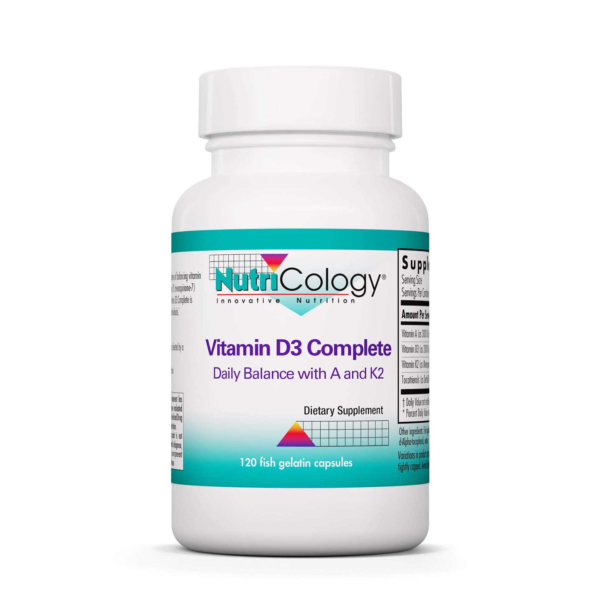 NutriCology Vitamin D3 Complete - Daily Balance with Vitamin A, E, and K2 - 120 Fish Gelatin Capsule
