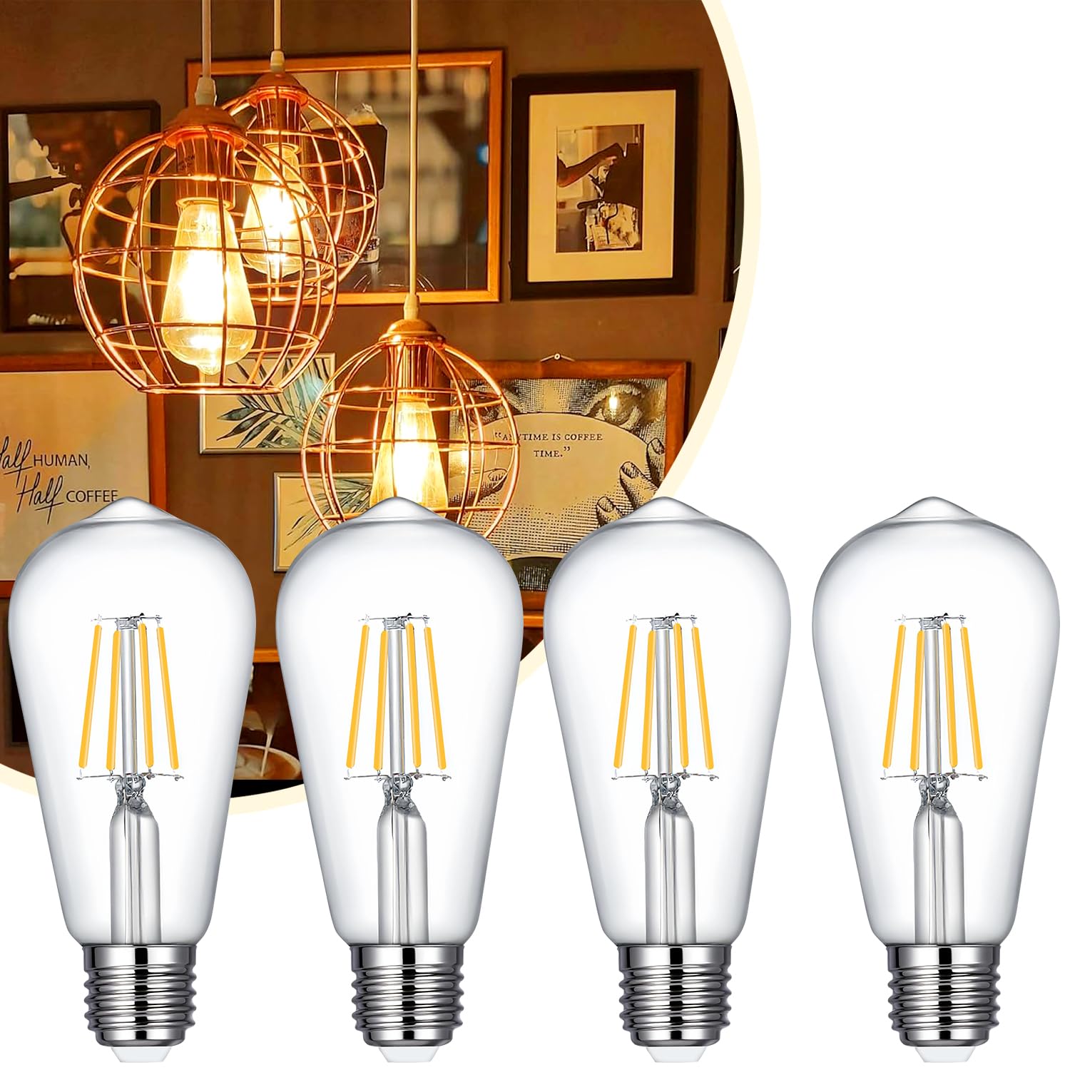 Ivyemons Vintage ST19 LED Edison Bulb 6W 120V 2700K Warm White