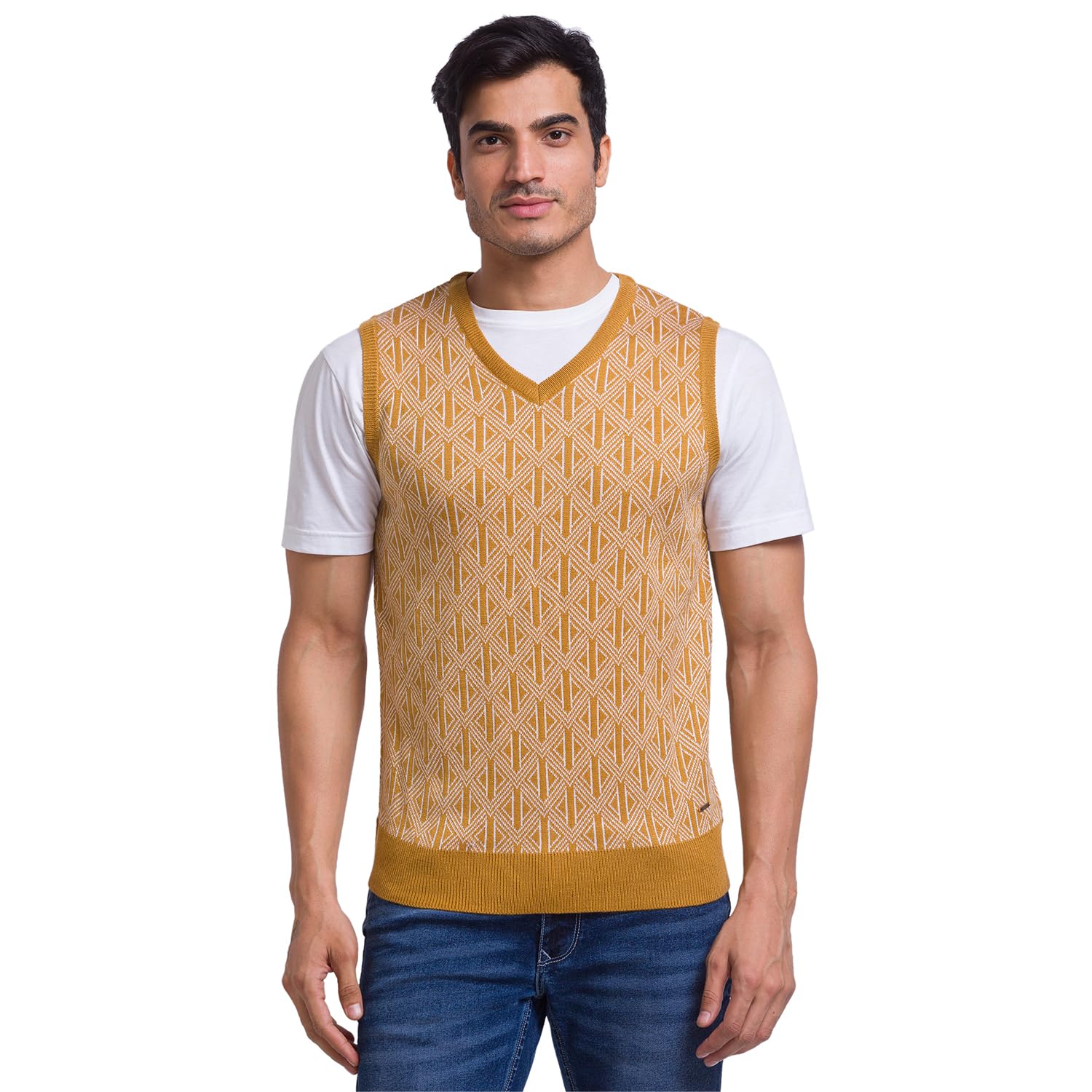 parx Men's Regular Fit Pure Acrylic V Neck Yarn Dyed Pattern Sleeveless Sweater-picture-32