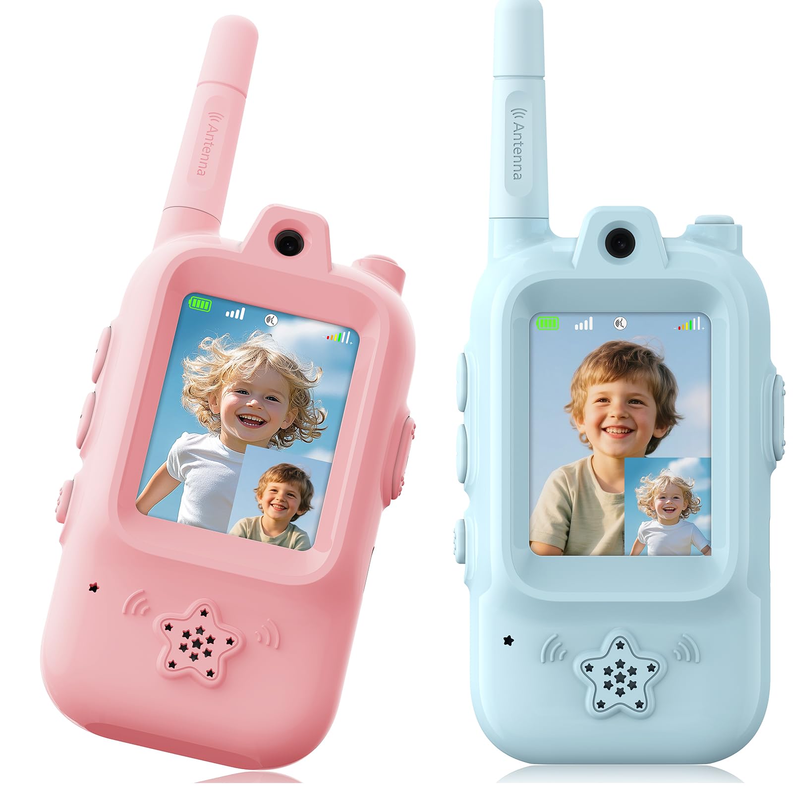 Video Walkie Talkies for Kids, Handheld 2 Pack Rechargeable Video Intercom Kids Walkies Talkies, Indoor Outdoor Toys for Family Games, Outside,