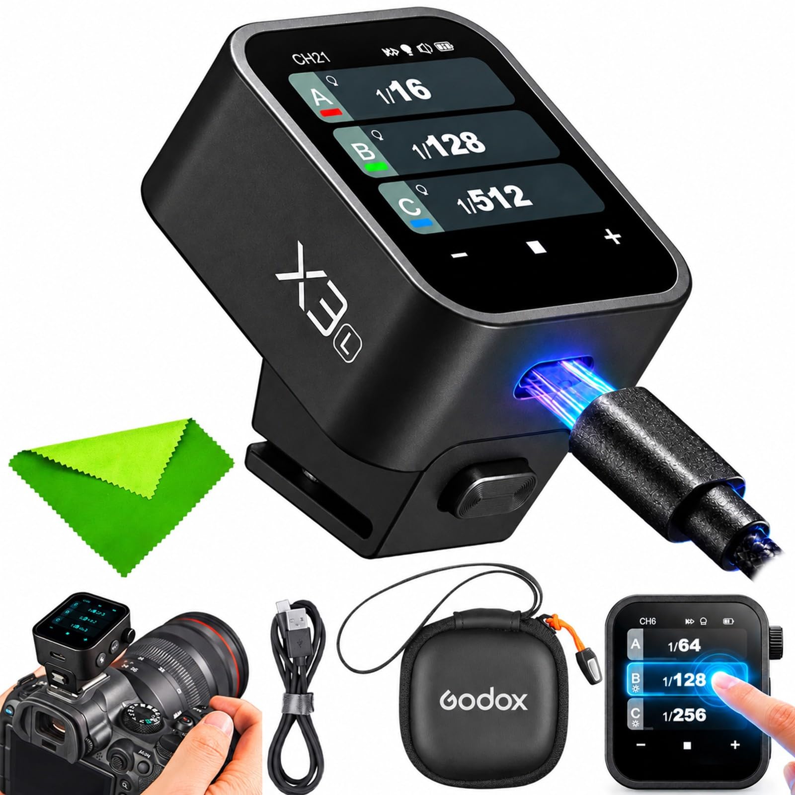 Godox X3 X3L X3-L Touchscreen TTL Wireless Flash Trigger for Leica Cameras, 2.4GHz Wireless, High-Speed Sync, OLED Screen Adjustable Brightness TTL Flash Transmitter for Leica SL2, SL1, TYP-60, Q2,M10