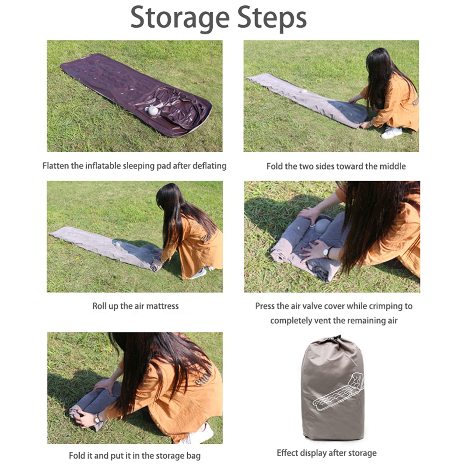 Lettino gonfiabile da campeggio con schienale, doppio uso singolo cuscino per il sonno escursionismo gonfiabile materassino gonfiabile Roll Mat portatile leggero con borsa da viaggio (blu-B)