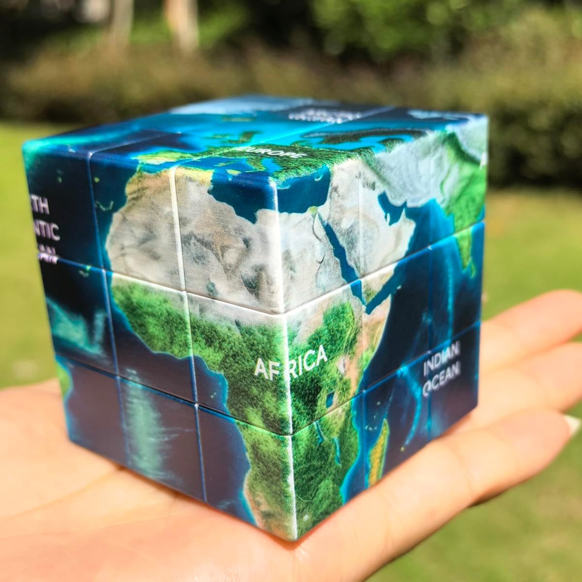 World Map Cube 3x3 Ocean Magic Cube Geography Speed Cube Puzzle Toy for 7-12 Kids Adults