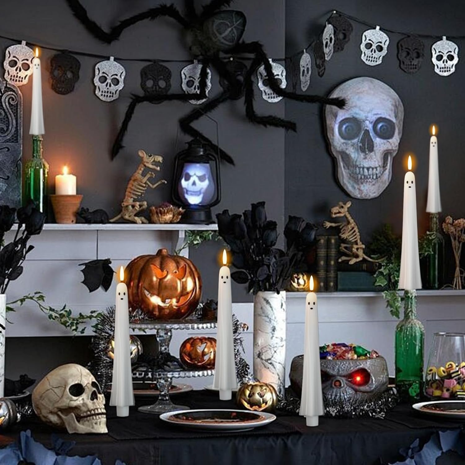 Wondise Halloween Ghost Flameless Taper Candles with Remote & Timer image 5