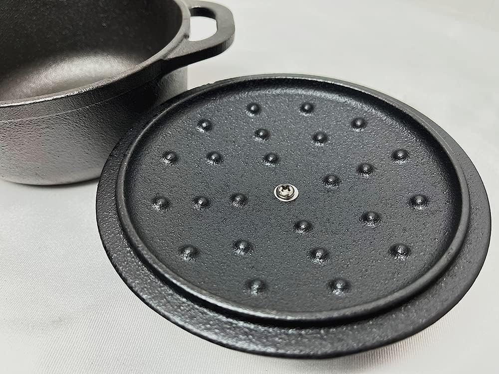 HAWOK Cast Iron Mini Dutch Oven, Dia5.51”, 23oz, with Bamboo Tray, Set of 2, Pre-seasoned