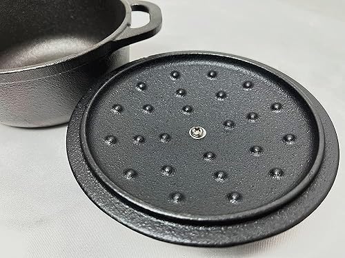 Miniatura 6 de HAWOK Hierro fundido pre-sazonado Mini tazón de pan de hierro fundido horno holandés Set de 2 Negro