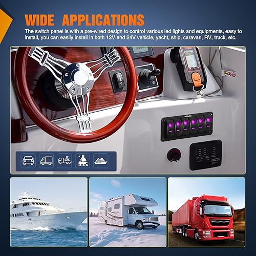 Vista 149 de Nilight Panel de interruptor basculante de 4 bandas, 5 pines de encendido y apagado, soporte de aluminio de 12 V, 24 V, interruptores Verde