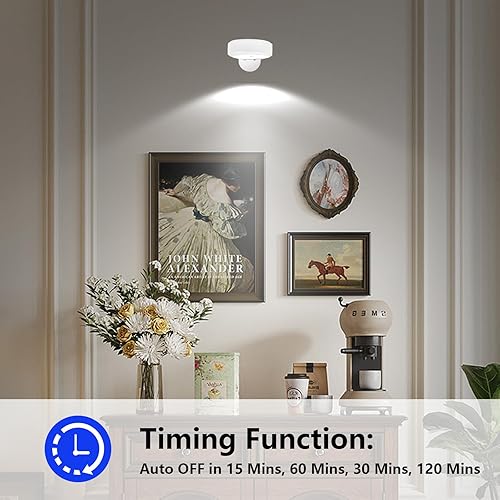 Miniatura 5 de KANESIKI Luz de imagen inalámbrica que funciona con pilas, luz de arte magnética con control remoto, 3 modos de iluminación, luz de disco de