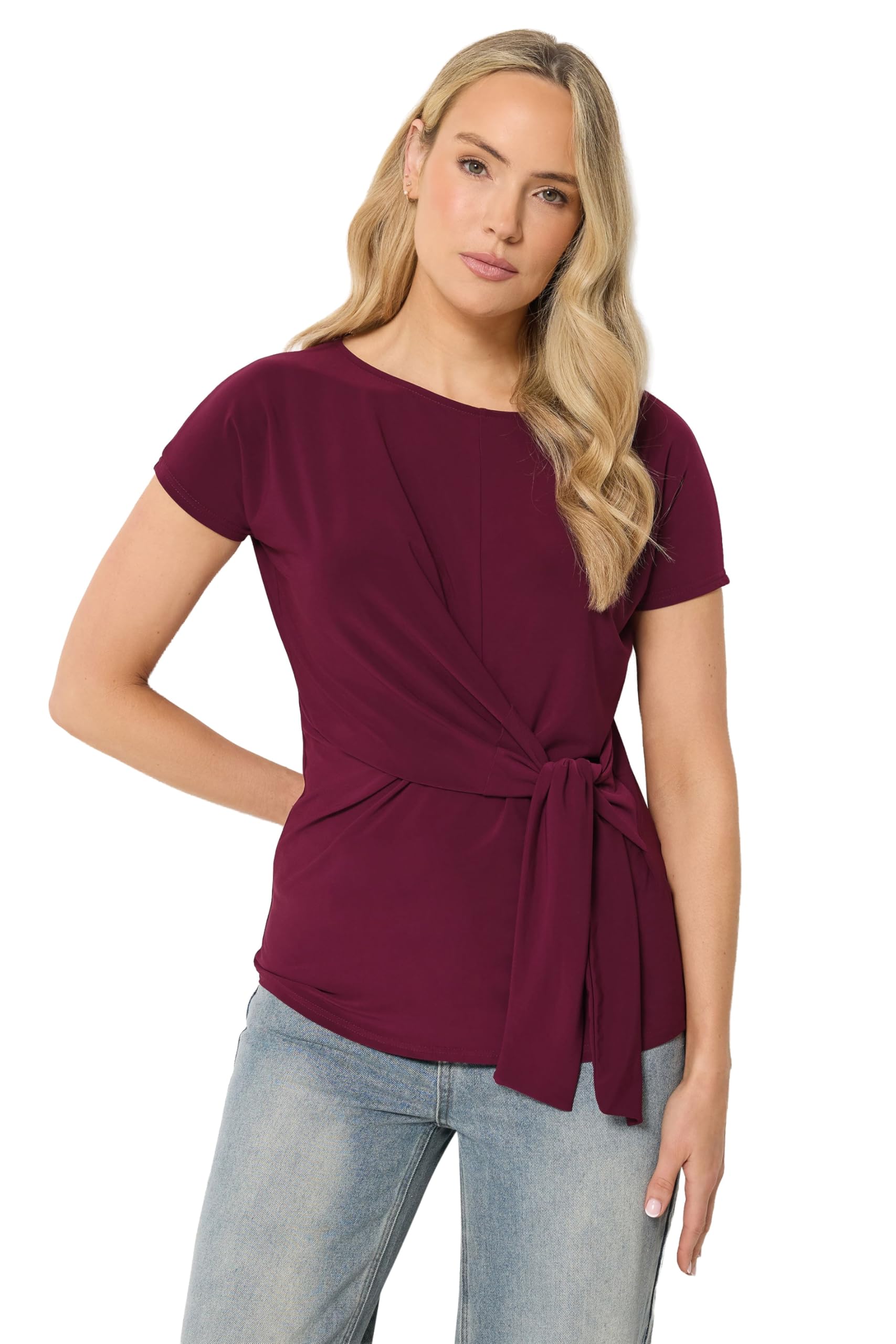 Long Tall Sally Women's Wine Tall Tie Detail Top In | : 22/24