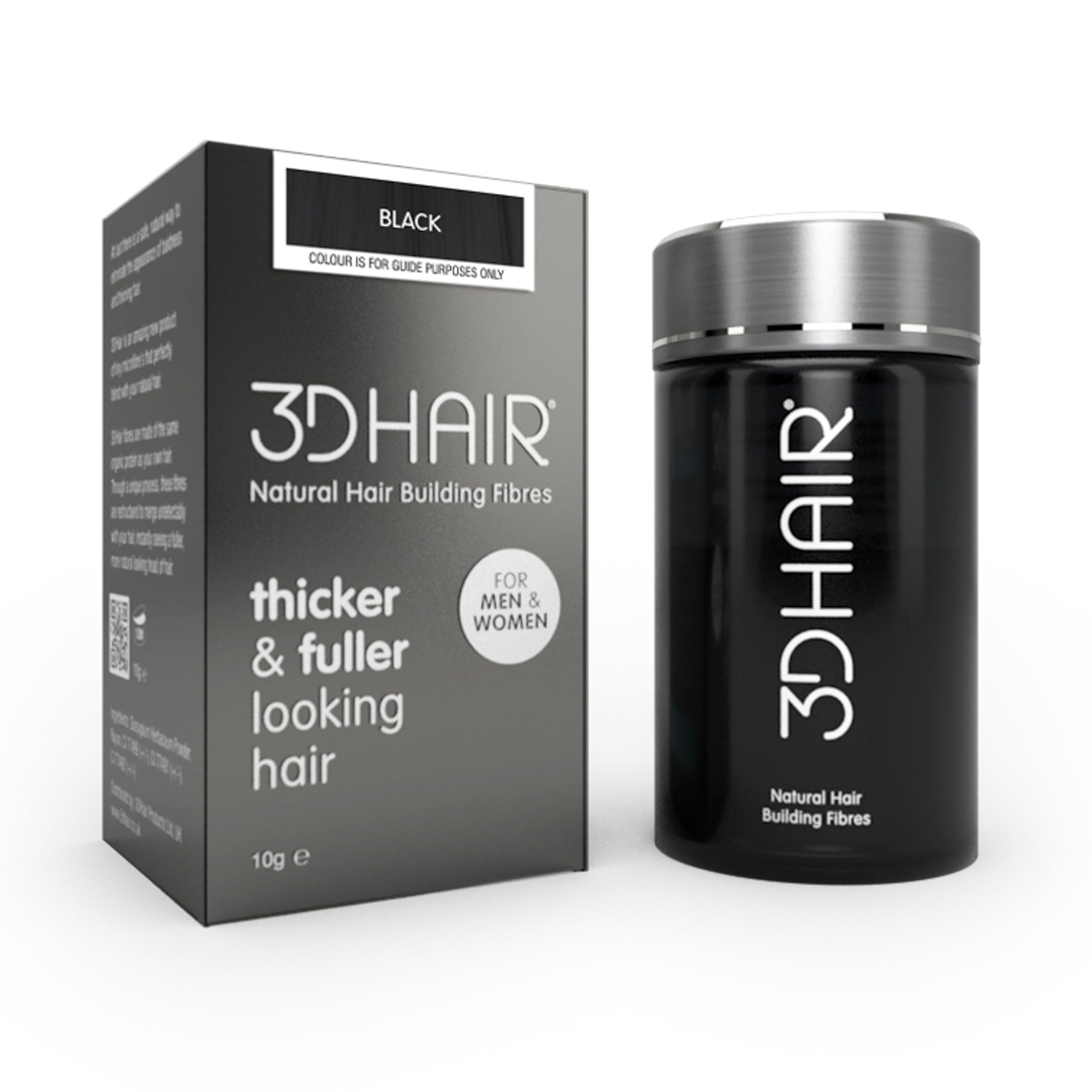 Fibres | Hair Powder for Thinning Hair 10g Bottle | Makes Thin Hair Look Thicker in Seconds | Hair Loss Concealer For Women & Men (Black)