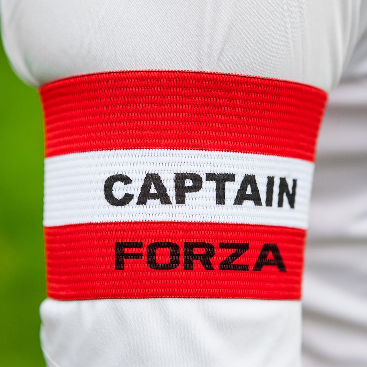 FORZA Captains Armbands – Adult & Junior Elastic Sport Arm Band for Football, Rugby & More [7 Colour Options] (Red, Senior)