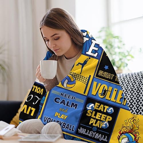 Miniatura 6 de OPZLPO Manta de voleibol, regalo para equipo, regalos únicos para amantes del voleibol, idea de regalo, manta de voleibol, 80 x 60 pulgadas
