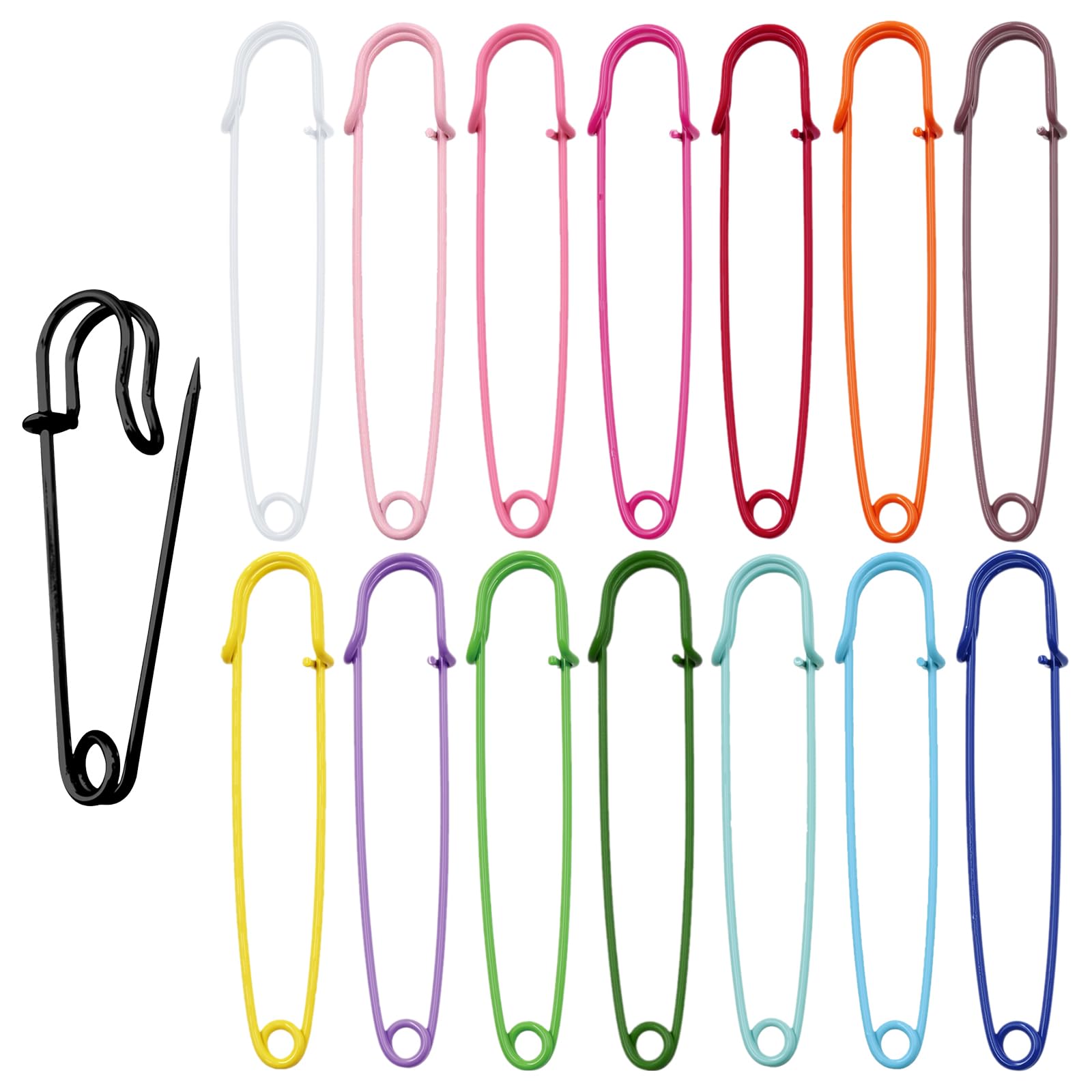 Zasjon 20 Pieces Safety Pins for Clothes 75mm Large Safety Pins Colorful Strong Safety Pin Set for Clothing Sewing DIY Jewelry Arts Crafts, Random Color