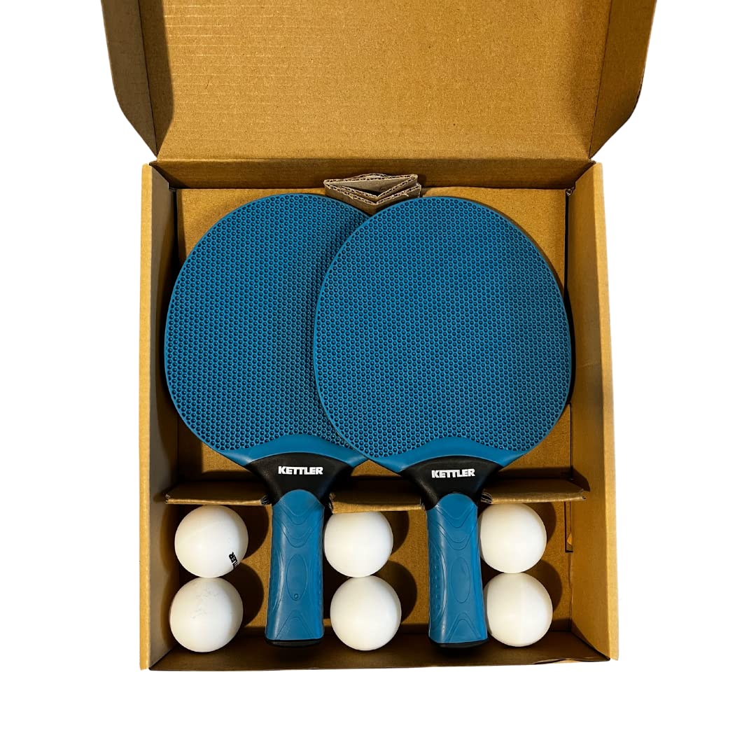 KETTLER Outdoor Tischtennisschläger Set I 2 wetterfeste Schläger I Inklusive 6 Bälle