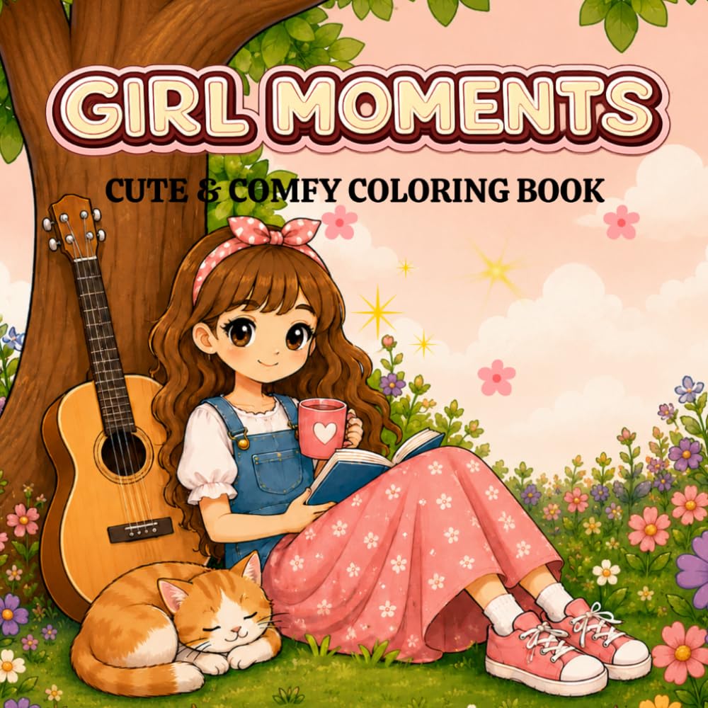 Girl Moments: Cute & Comfy Cozy Coloring Book for Teens and Adults