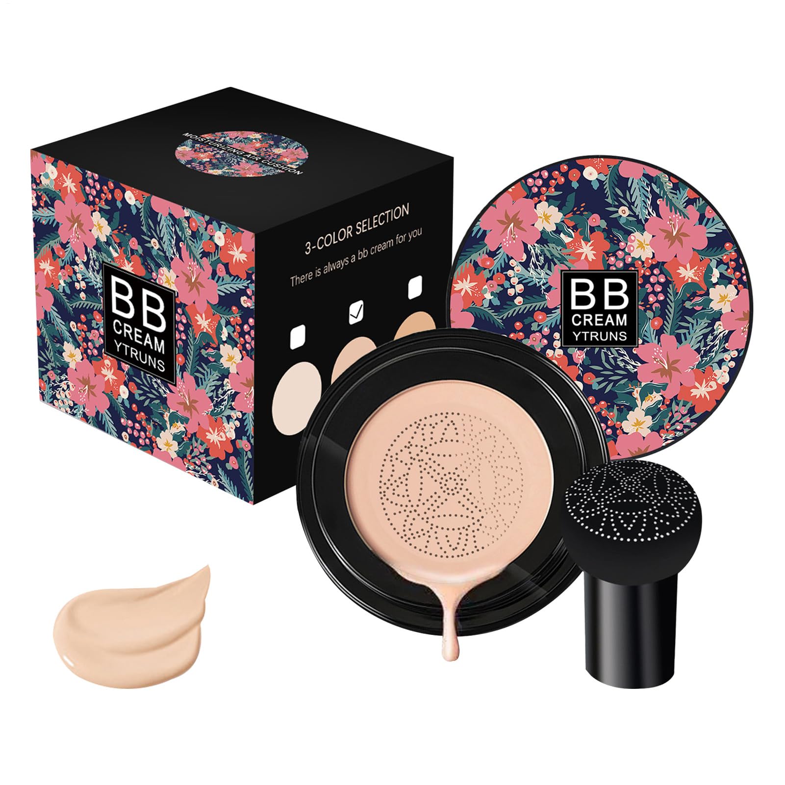BB Cream Foundation Makeup - Lightweight Air Cushion Moisturizing Liquid Concealer Moisturizing Concealer Makeup Natural Finish Face Cosmetic