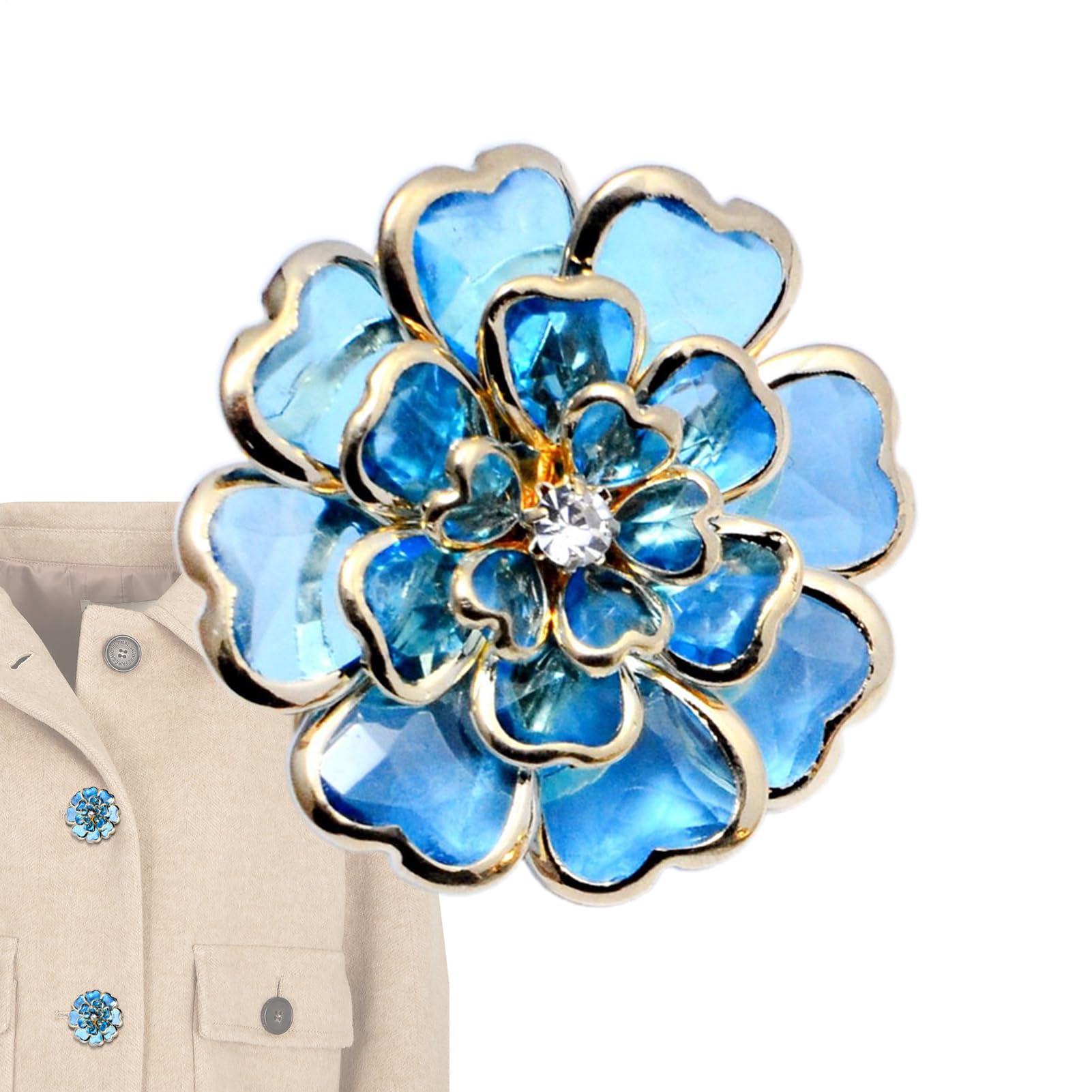 Fundas de botones de flores para mujer, camisas con diamantes de imitación, gemelos, clips decorativos, kit de costura, accesorios de vestir