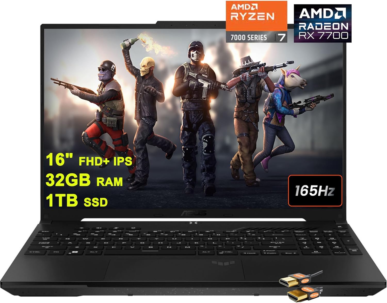 ASUS TUF Gaming A16 Laptop 16″ FHD+ 165Hz 7ms 100% sRGB AMD Octa-core Ryzen 7 7735HS 32GB RAM 1TB SSD Radeon RX 7700S 8GB Graphic (>RTX4060) Backlit USB-C USB4 Fast Charging Win11 Black + HDMI Cable ASUS TUF Gaming A16 Laptop 16″ FHD+ 165Hz 7ms 100% sRGB AMD Octa-core Ryzen 7 7735HS 32GB RAM 1TB SSD Radeon RX 7700S 8GB Graphic (>RTX4060) Backlit USB-C USB4 Fast Charging Win11 Black + HDMI Cable