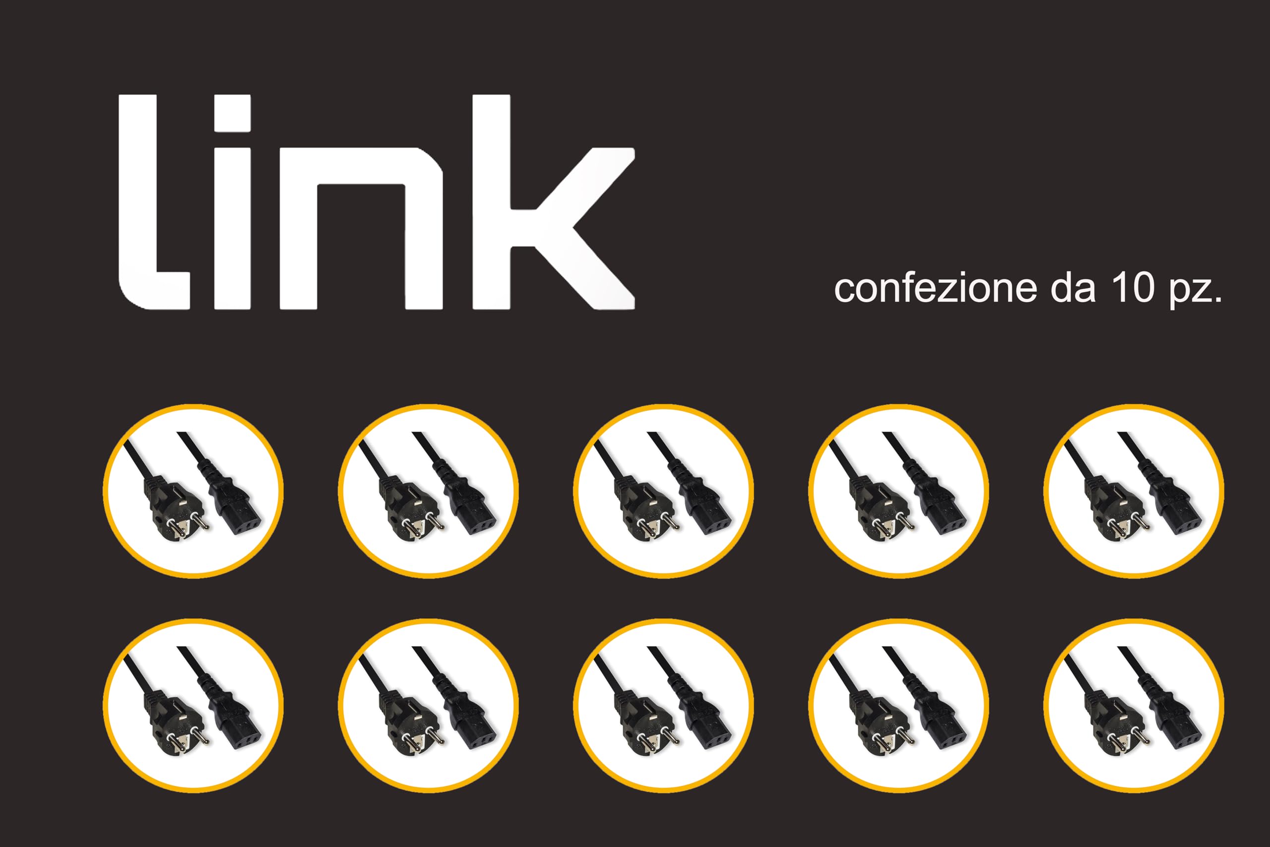 LINK LKSK12D10 - cavo alimentazione schuko - presa iec C13 dritta mt.1.2 confezione da 10 pezzi