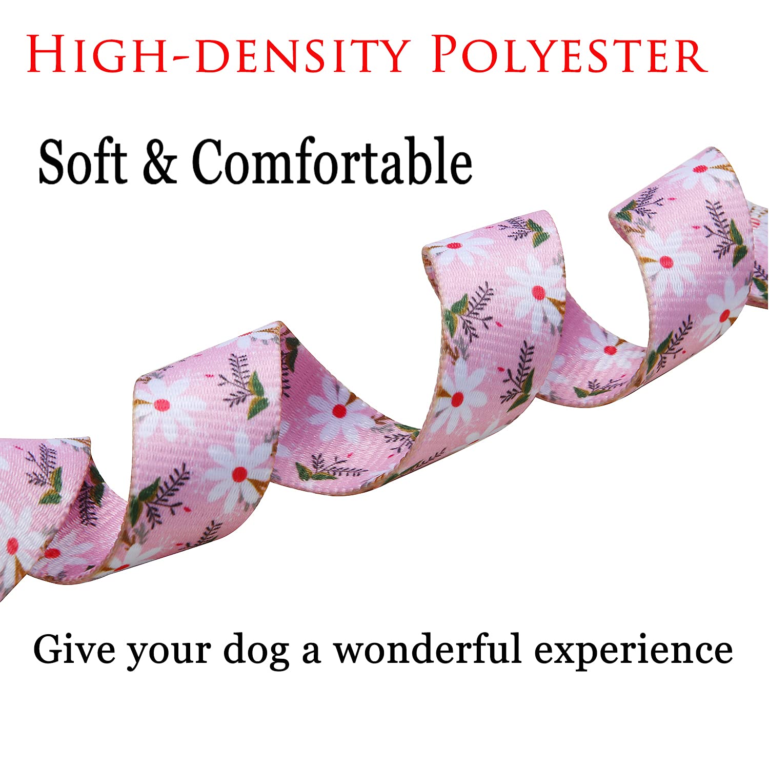 Personalisiertes Hundehalsband Mit Namensgravur – Floral, Für Kleine/mittelgroße Hunde (Größe S, Halsumfang 25–40 Cm)