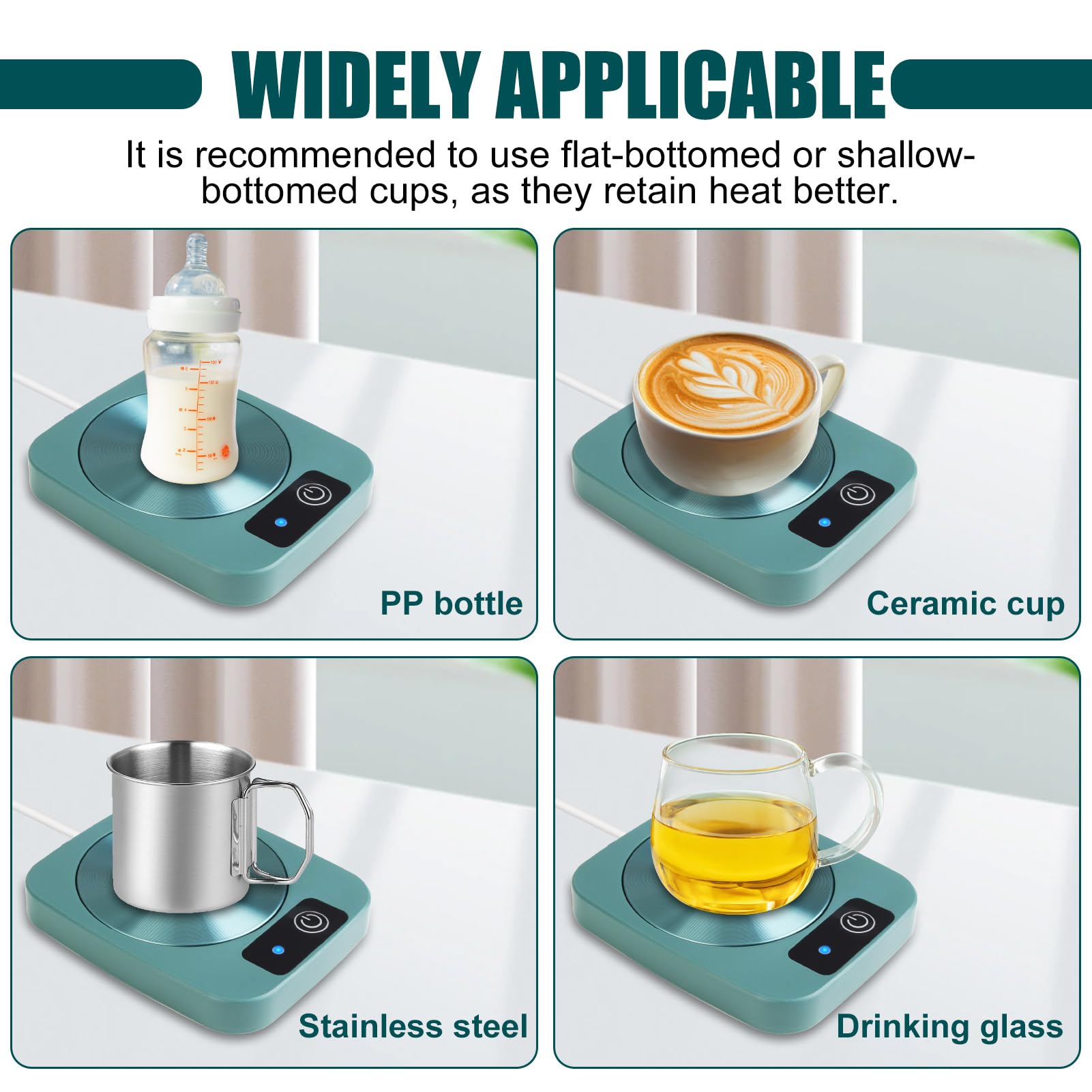 Chauffe-tasse à café USB pour bureau, dessous de verre chauffant à 45 ℃ pour chauffer l'eau, le thé, le lait, le cappuccino, la maison, le bureau, cadeau pour les amateurs de café (vert)