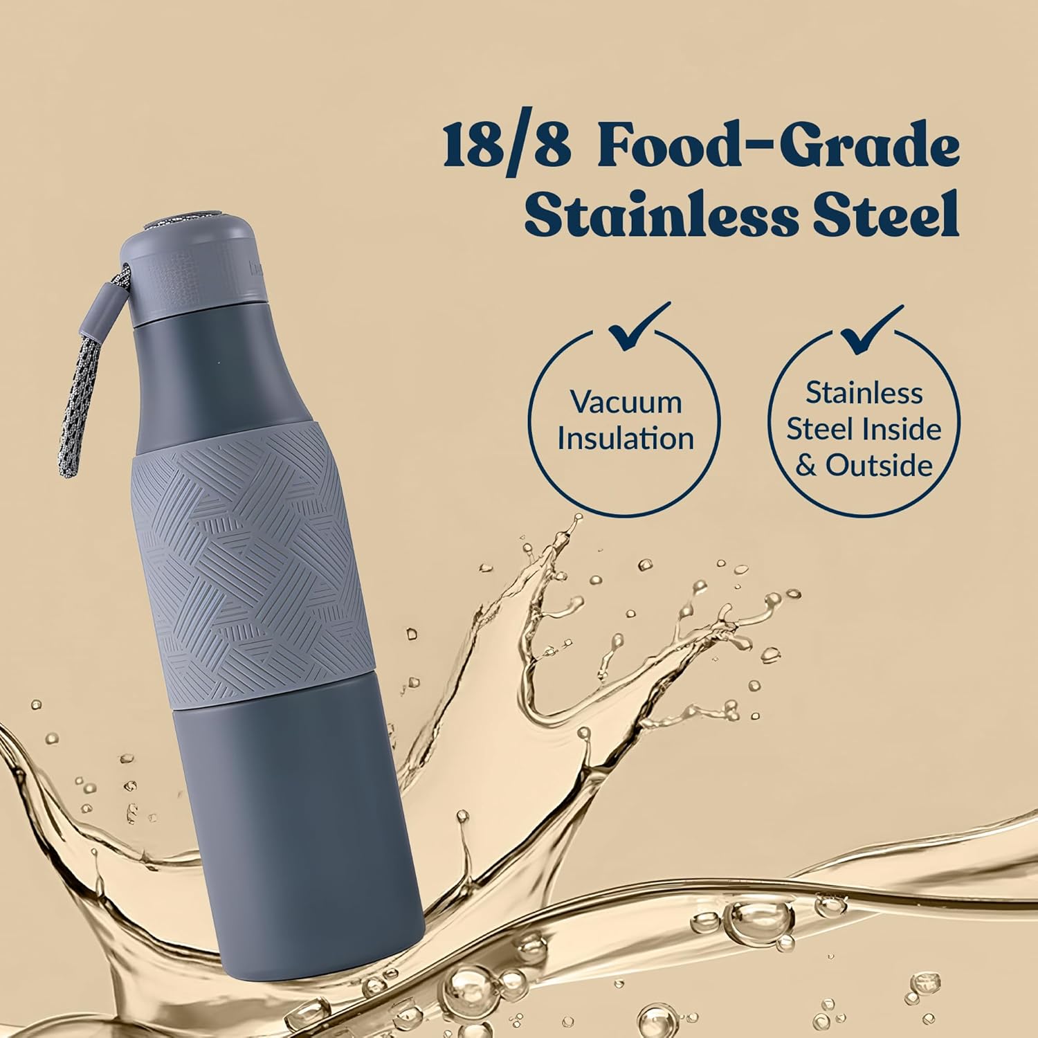 Headway Burell Stainless Steel Water Bottle Stellar Grey 750 ml - 2 Years Brand Warranty | Stainless Steel Water Bottle | Steel Bottle | Water Bottle Steel