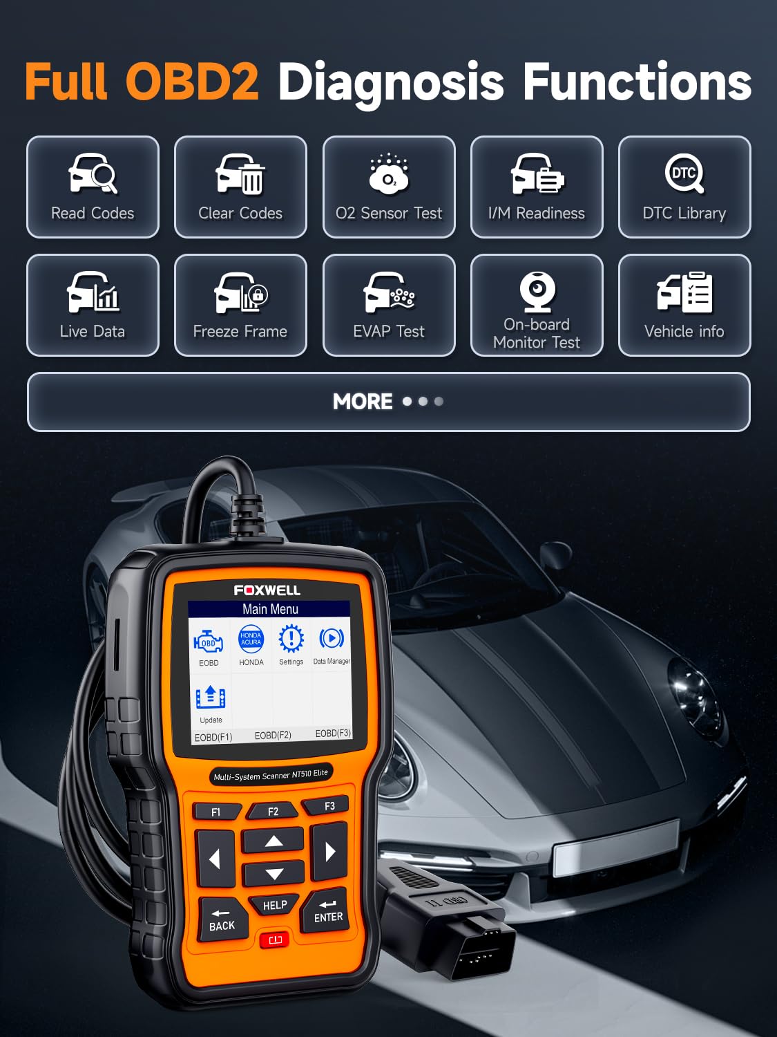Amazon.co.jp: FOXWELL NT510 Elite OBD2スキャナー ポルシェ診断