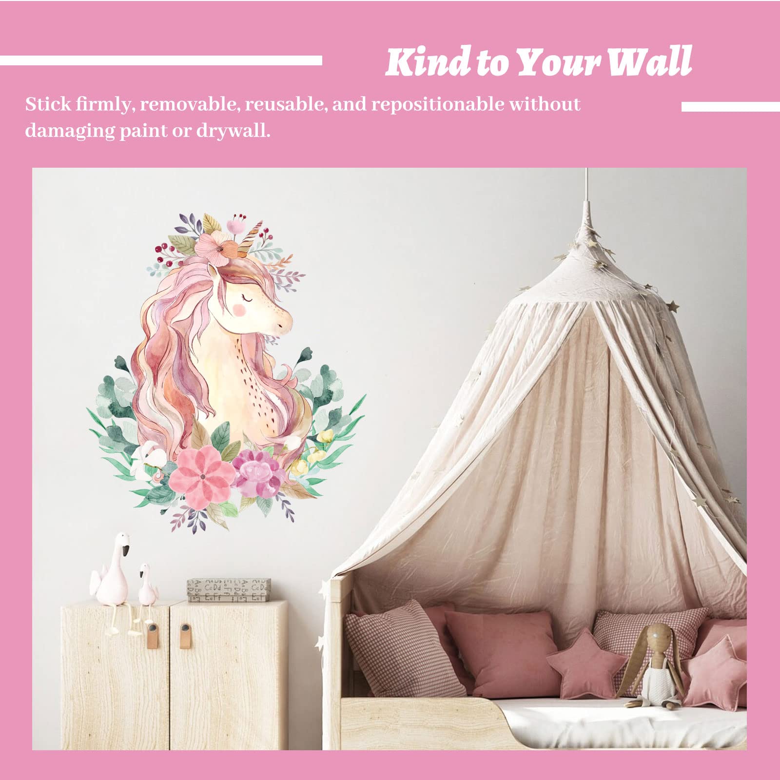 Snapklik.com : Dreamy Unicorn Wall Art - Watercolor Unicorn Decal For ...