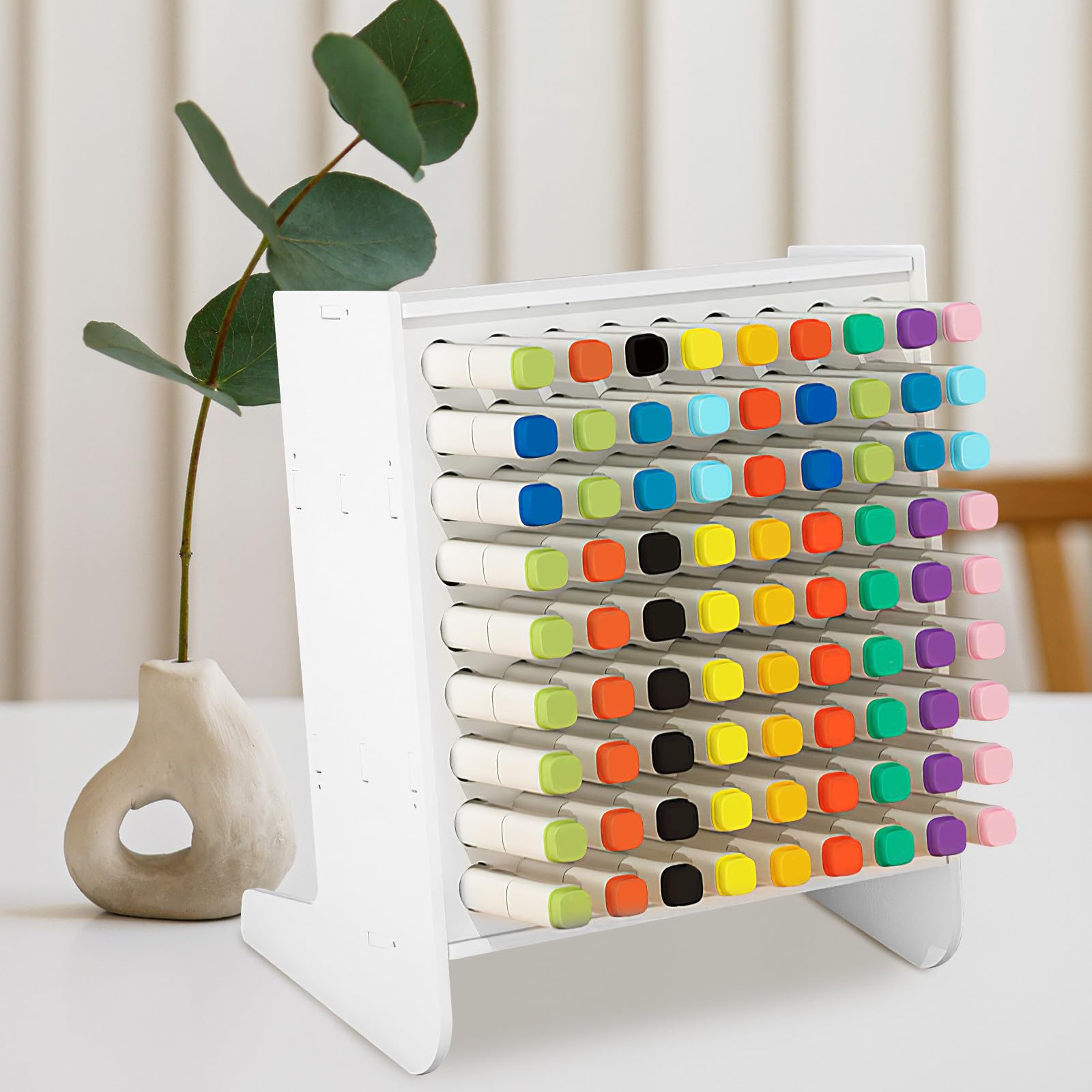 Portapenne da Tavolo Multifunzionale Cassetto Bianco in Plastica, Organizer per Marker Stabile e Durevole, per Back To School Party e Uso Scolastico